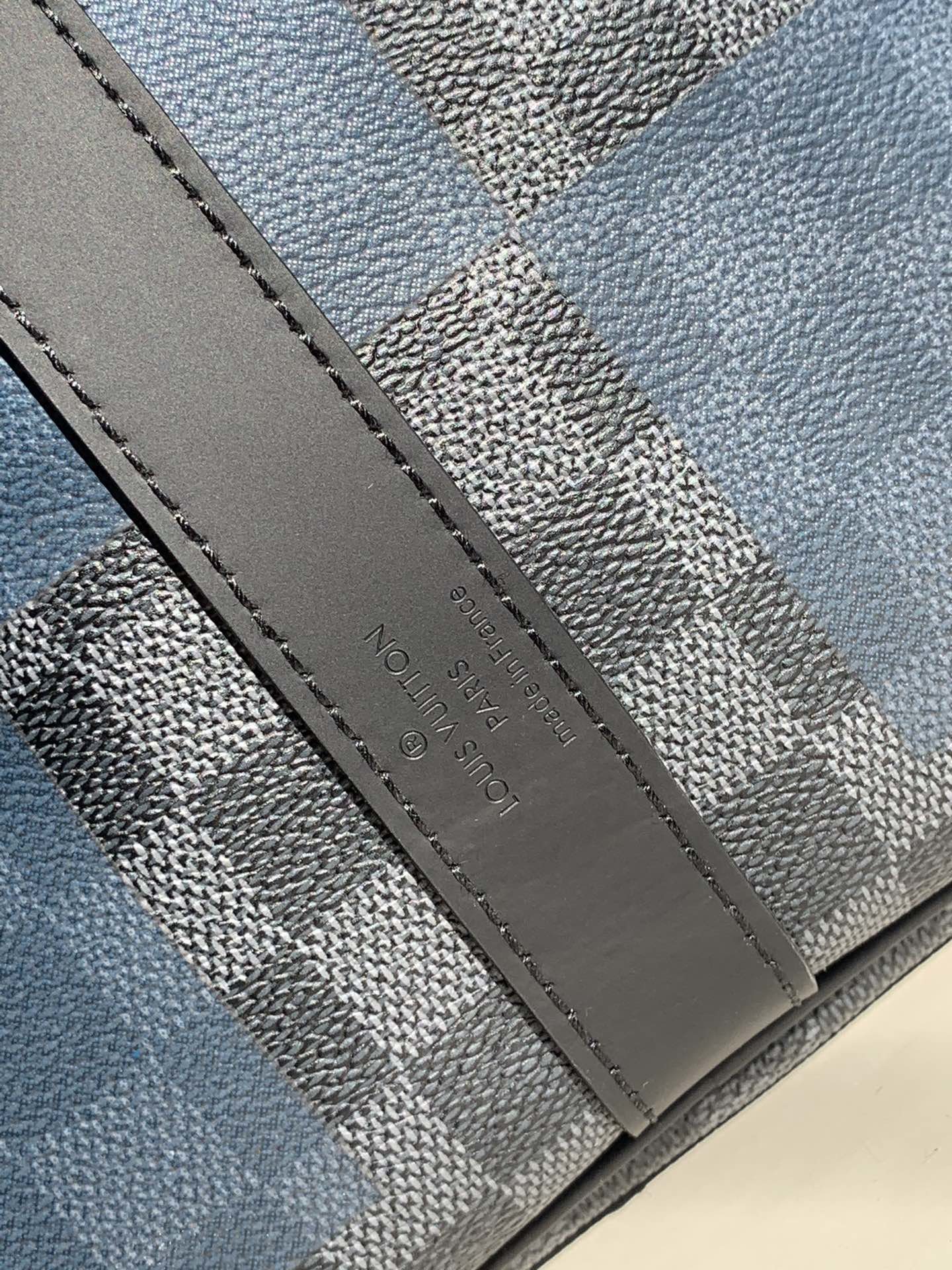 Replica Louis Vuitton N40410 Keepall Bandouliere 50 Blue Damier Graphite Giant Coated Canvas