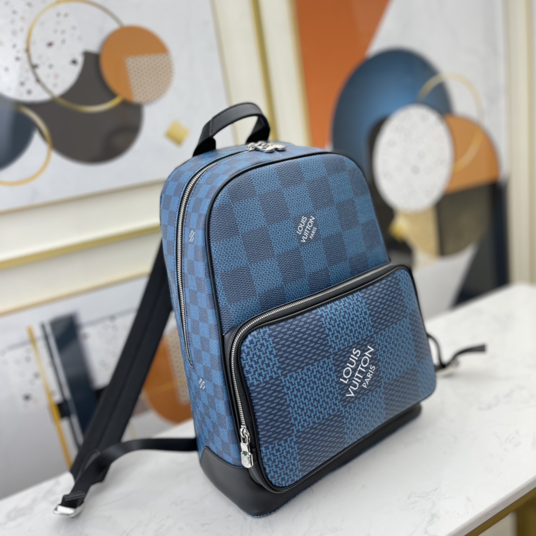 Replica Louis Vuitton N50008 Mens Campus Backpack Navy Blue Damier Graphite 3D Coated Canvas