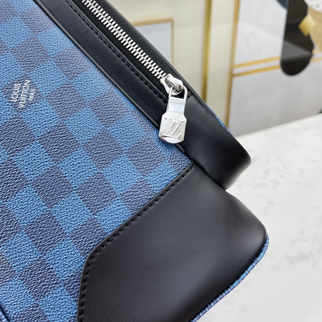 Replica Louis Vuitton N50008 Mens Campus Backpack Navy Blue Damier Graphite 3D Coated Canvas