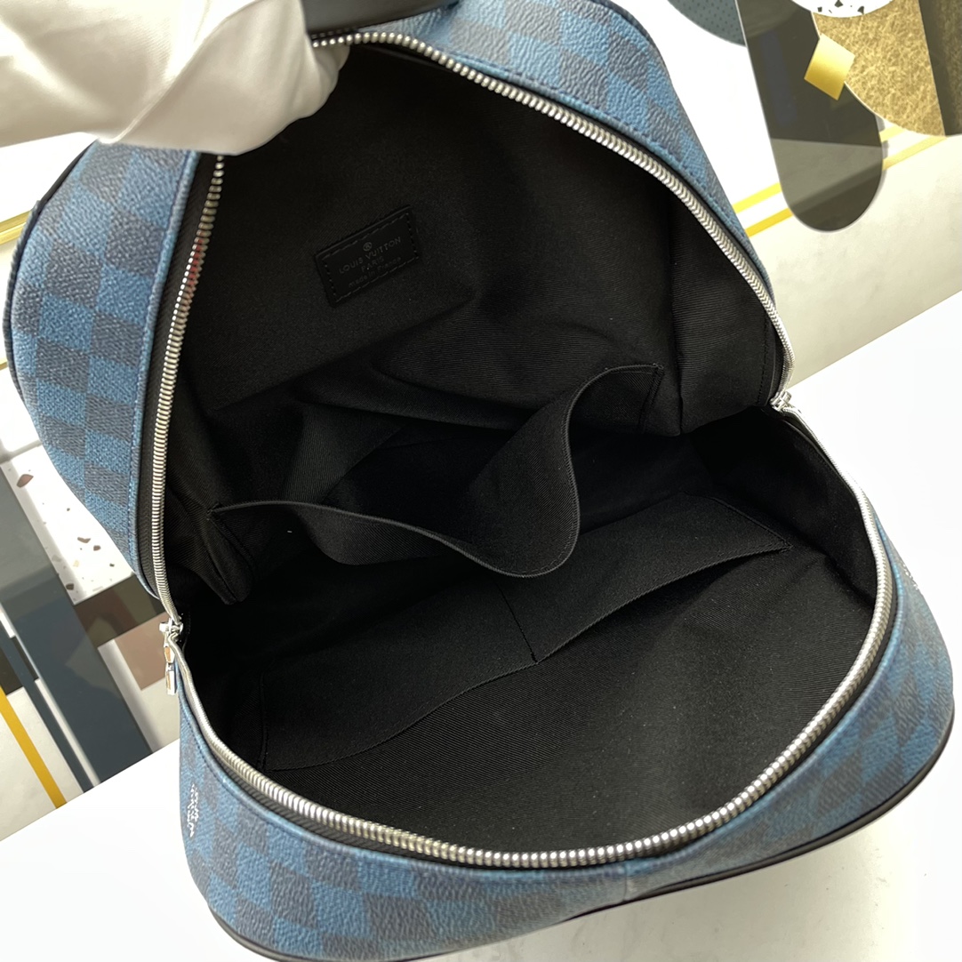 Replica Louis Vuitton N50008 Mens Campus Backpack Navy Blue Damier Graphite 3D Coated Canvas