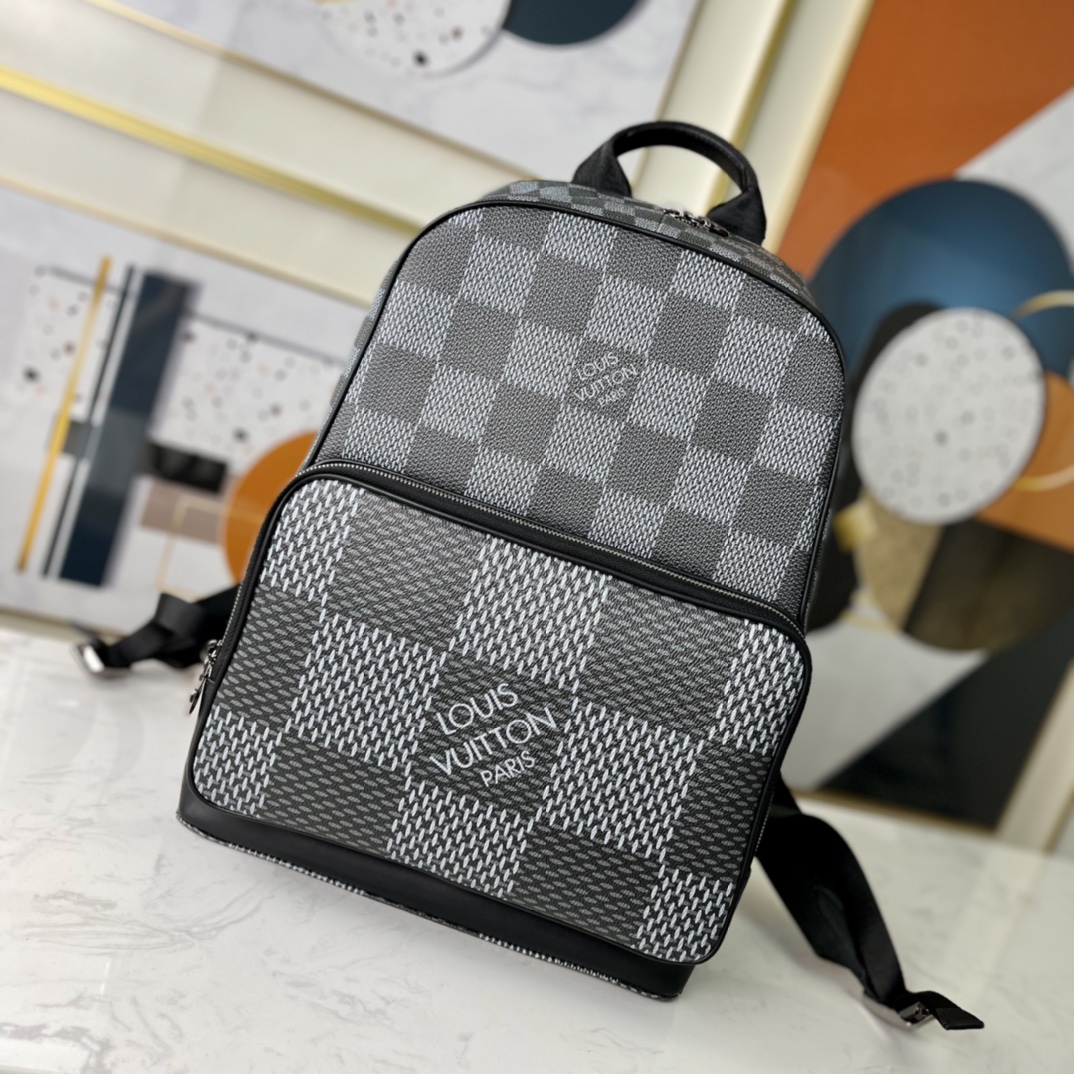 Replica Louis Vuitton N50009 Mens Campus Backpack Gray Damier Graphite 3D Coated Canvas