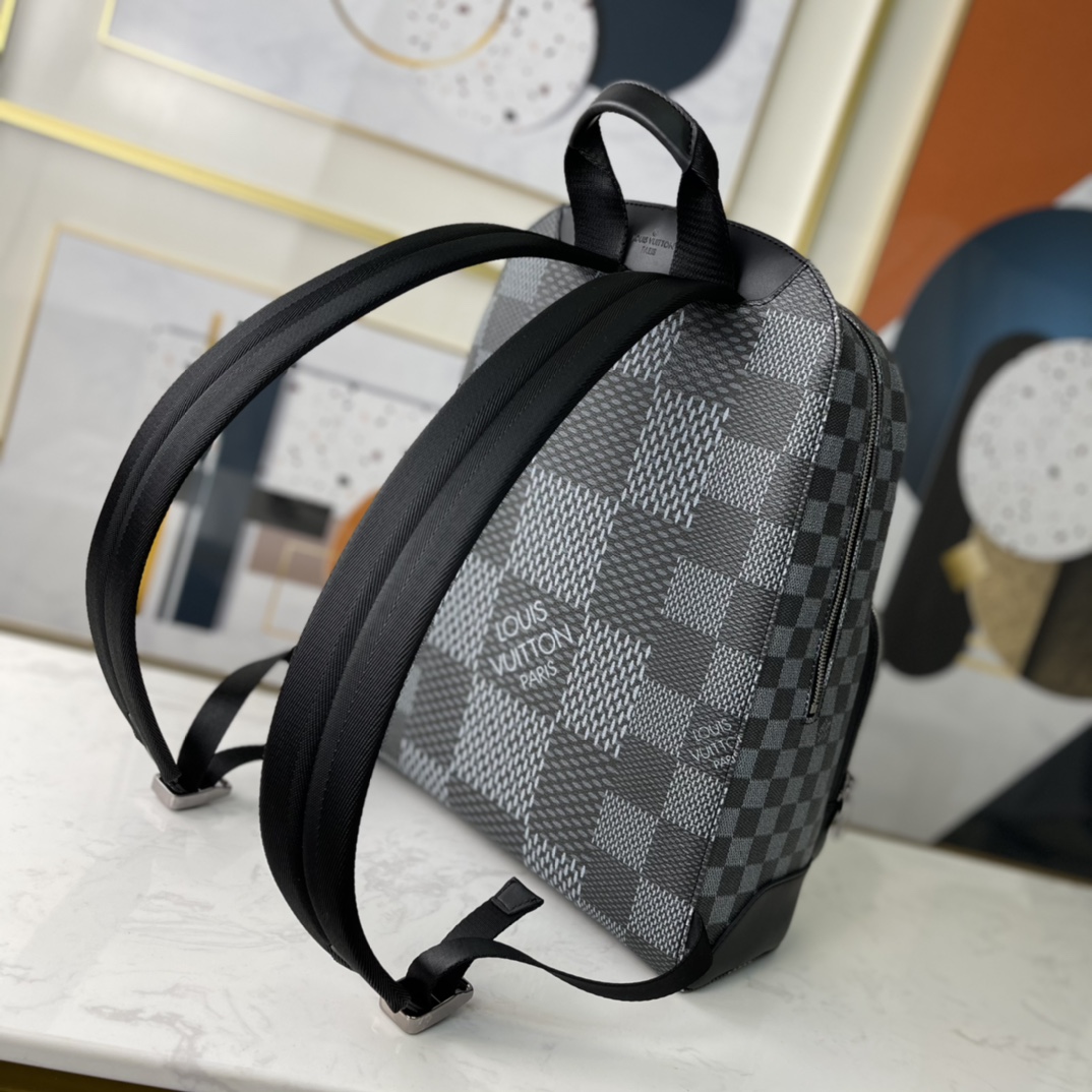 Replica Louis Vuitton N50009 Mens Campus Backpack Gray Damier Graphite 3D Coated Canvas