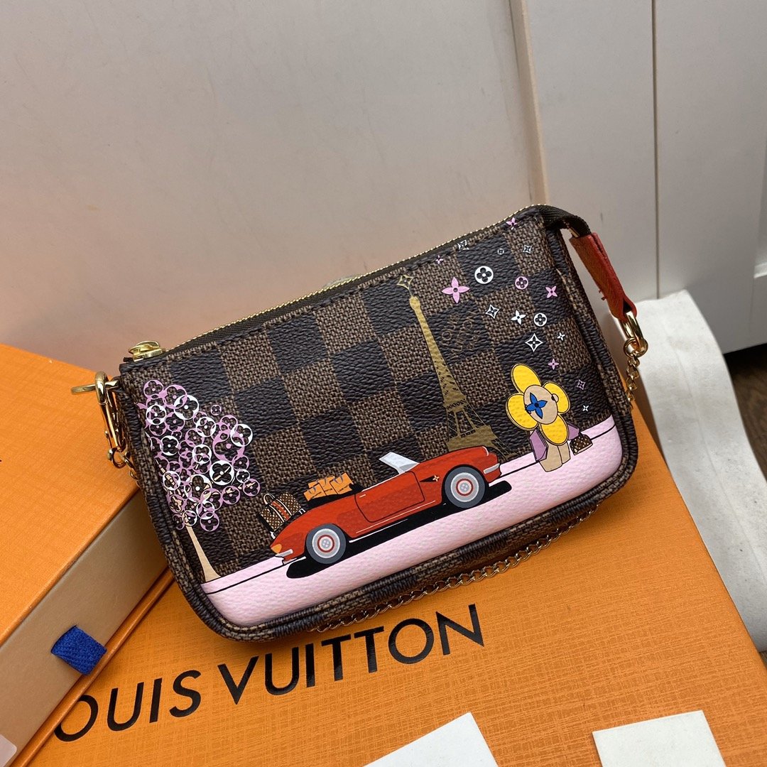 Replica Louis Vuitton N60259 Mini Pochette Accessoires Damier Ebene Coated Canvas