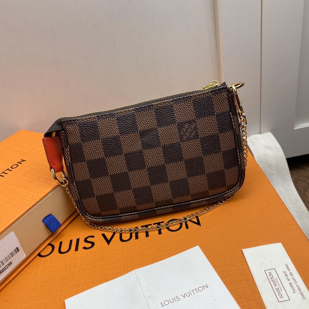 Replica Louis Vuitton N60259 Mini Pochette Accessoires Damier Ebene Coated Canvas