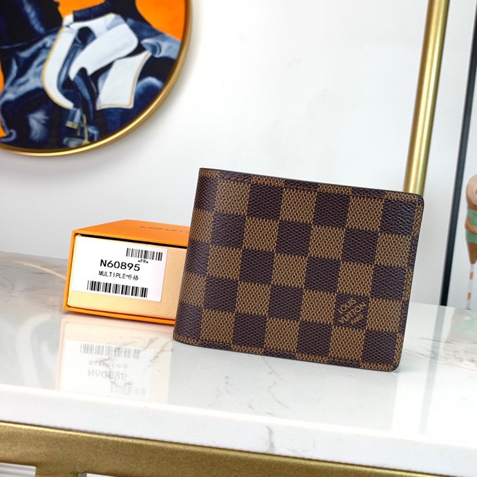 Replica Louis Vuitton N60895 Men Multiple Wallet Cowhide Leather and Canvas lining Coated Canvas