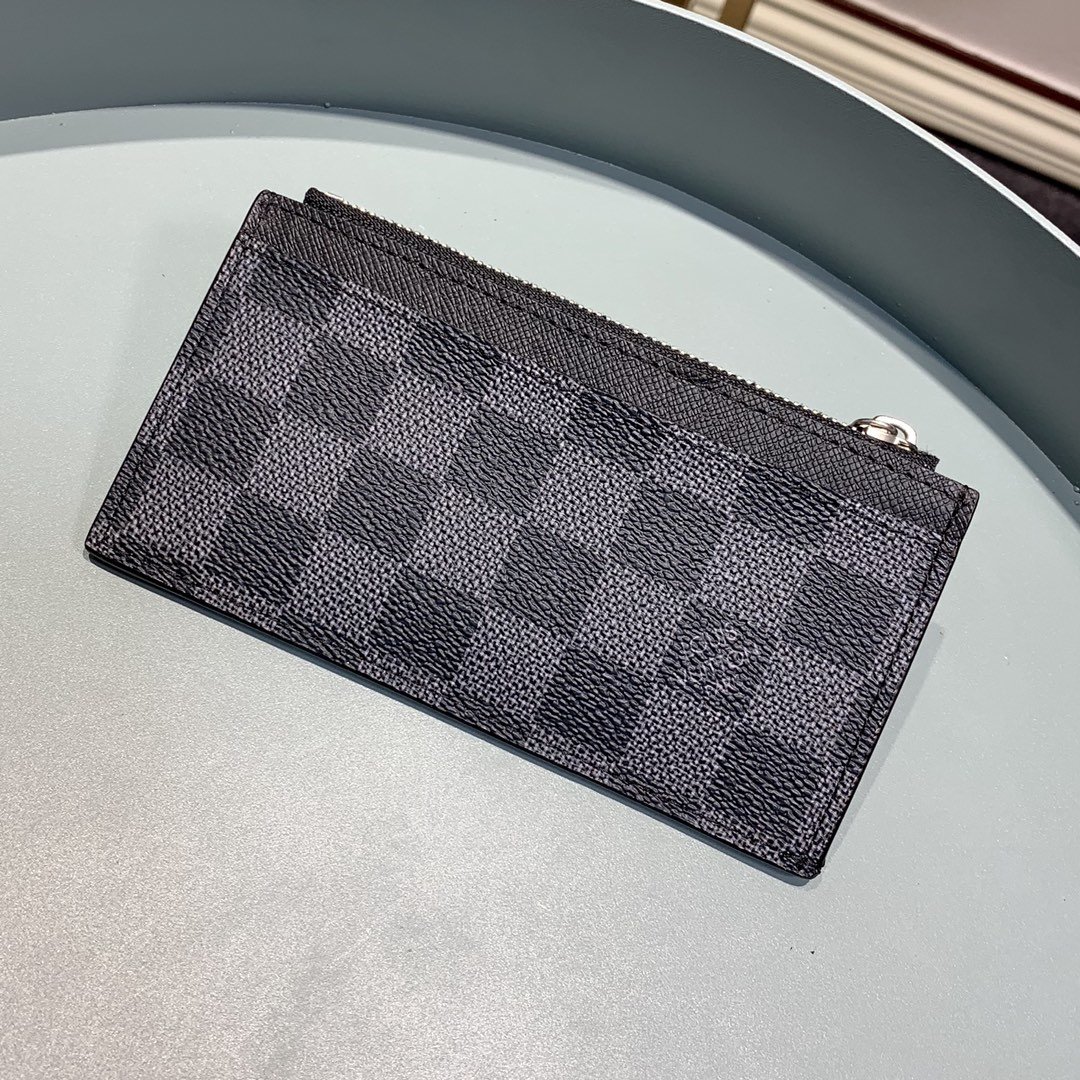 Replica Louis Vuitton N64038  Men Coin Card Holder Damier Graphite coated canvas