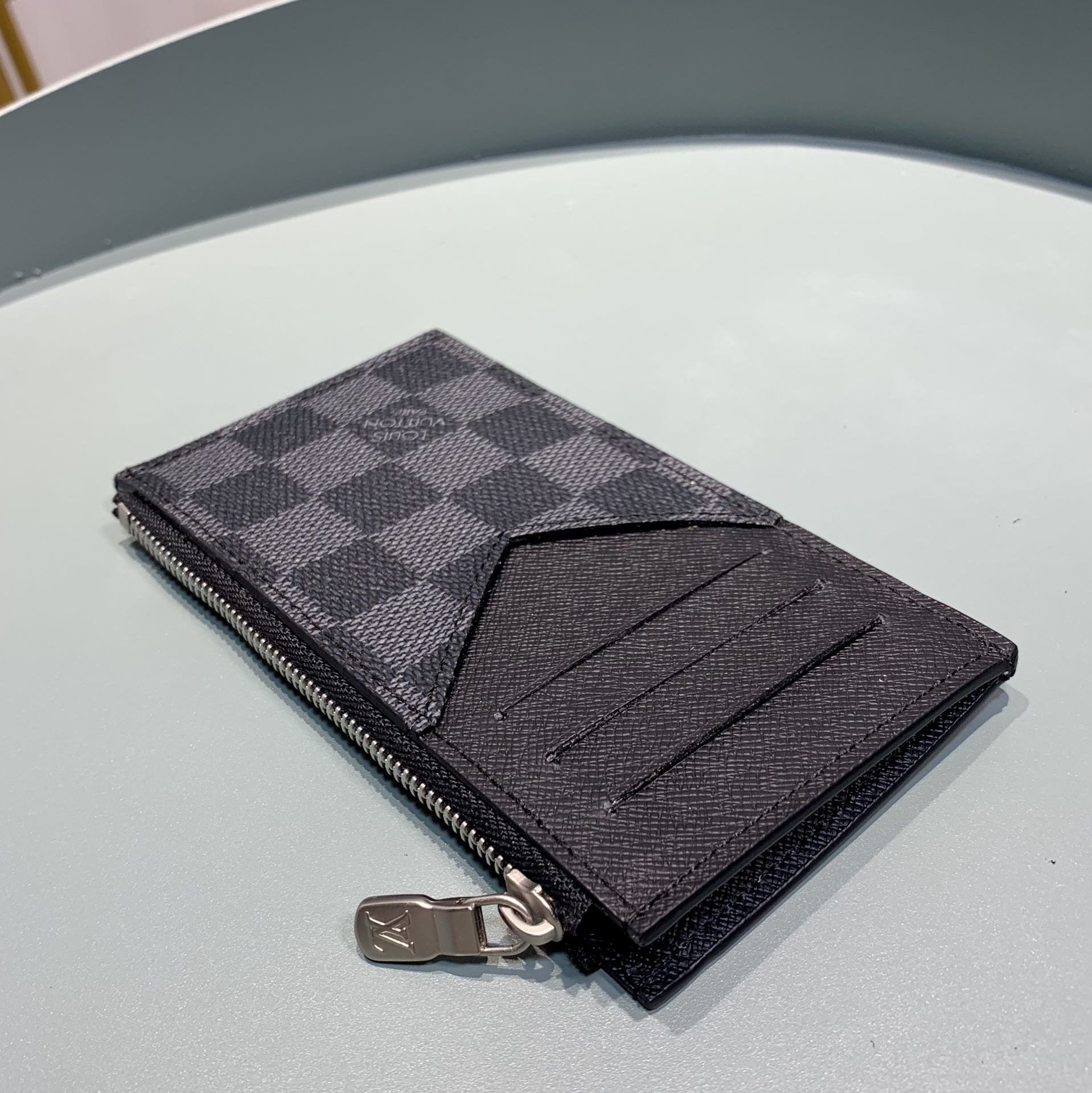 Replica Louis Vuitton N64038  Men Coin Card Holder Damier Graphite coated canvas