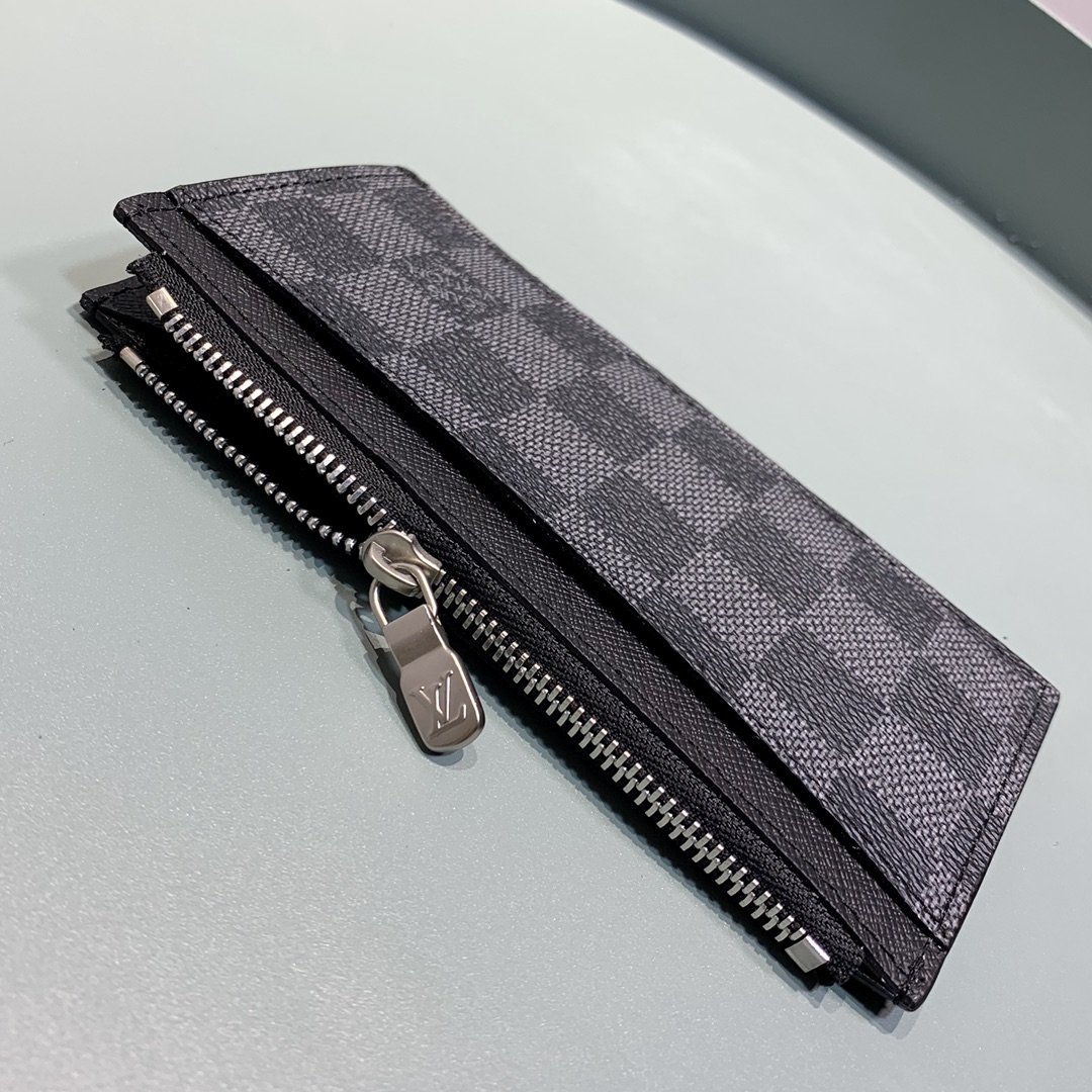 Replica Louis Vuitton N64038  Men Coin Card Holder Damier Graphite coated canvas