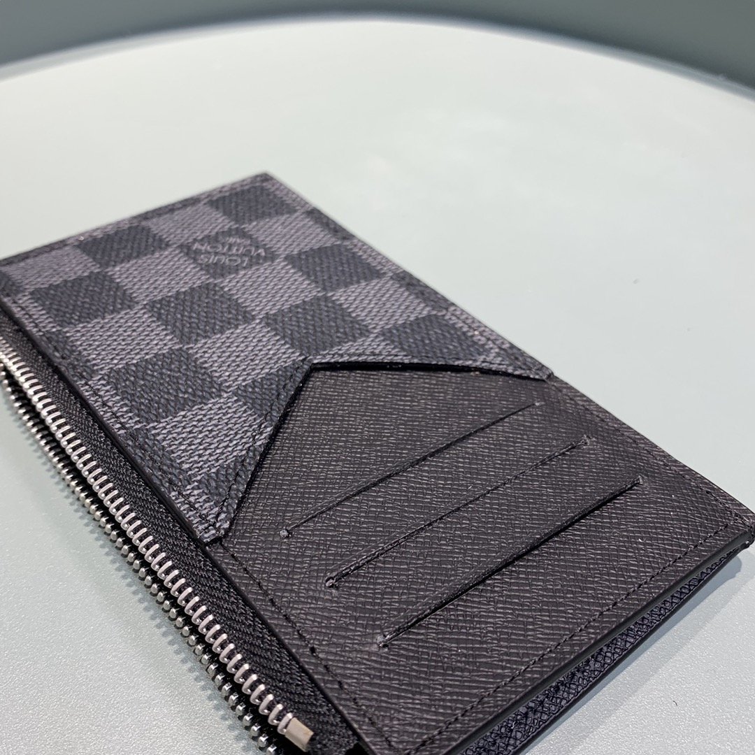 Replica Louis Vuitton N64038  Men Coin Card Holder Damier Graphite coated canvas