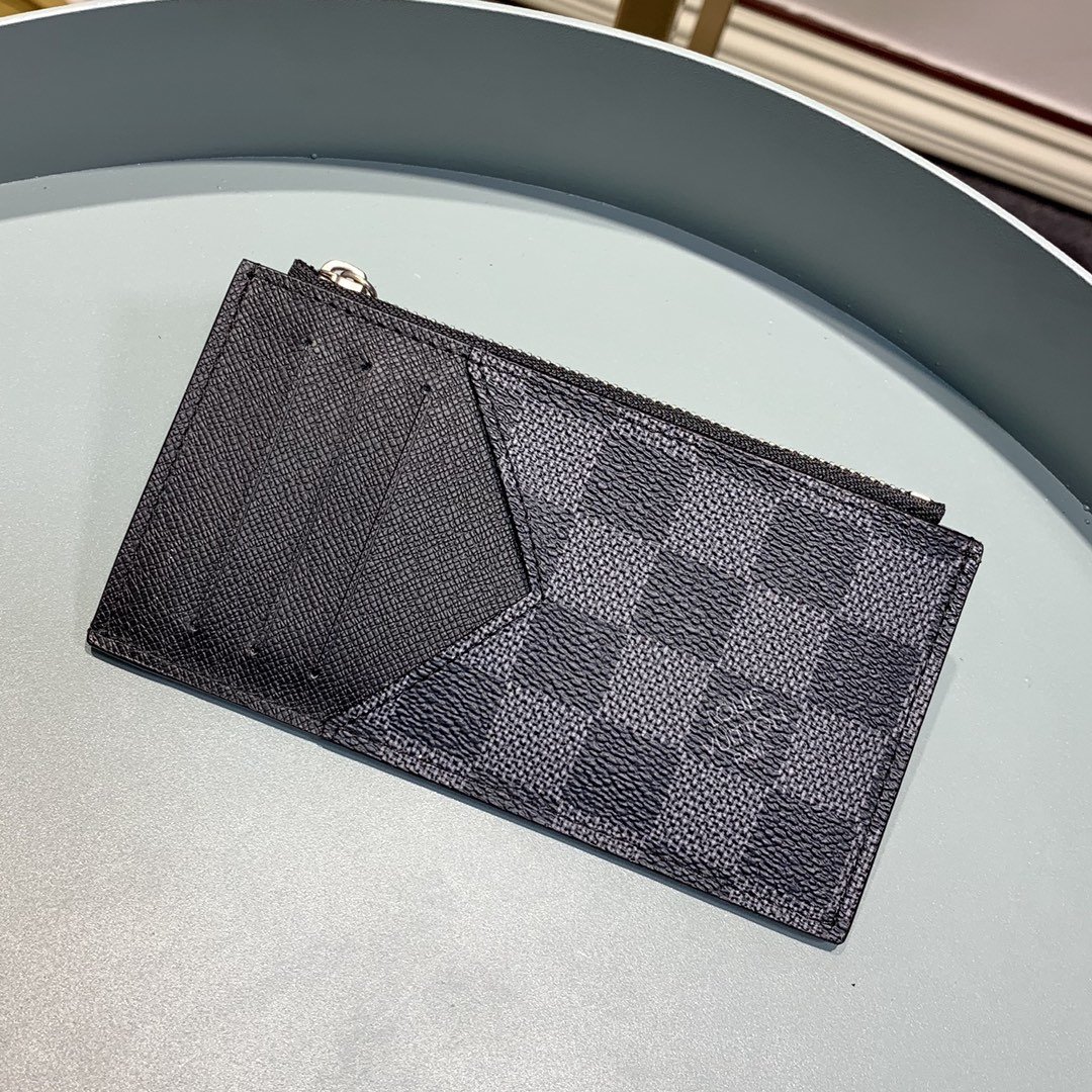 Replica Louis Vuitton N64038  Men Coin Card Holder Damier Graphite coated canvas