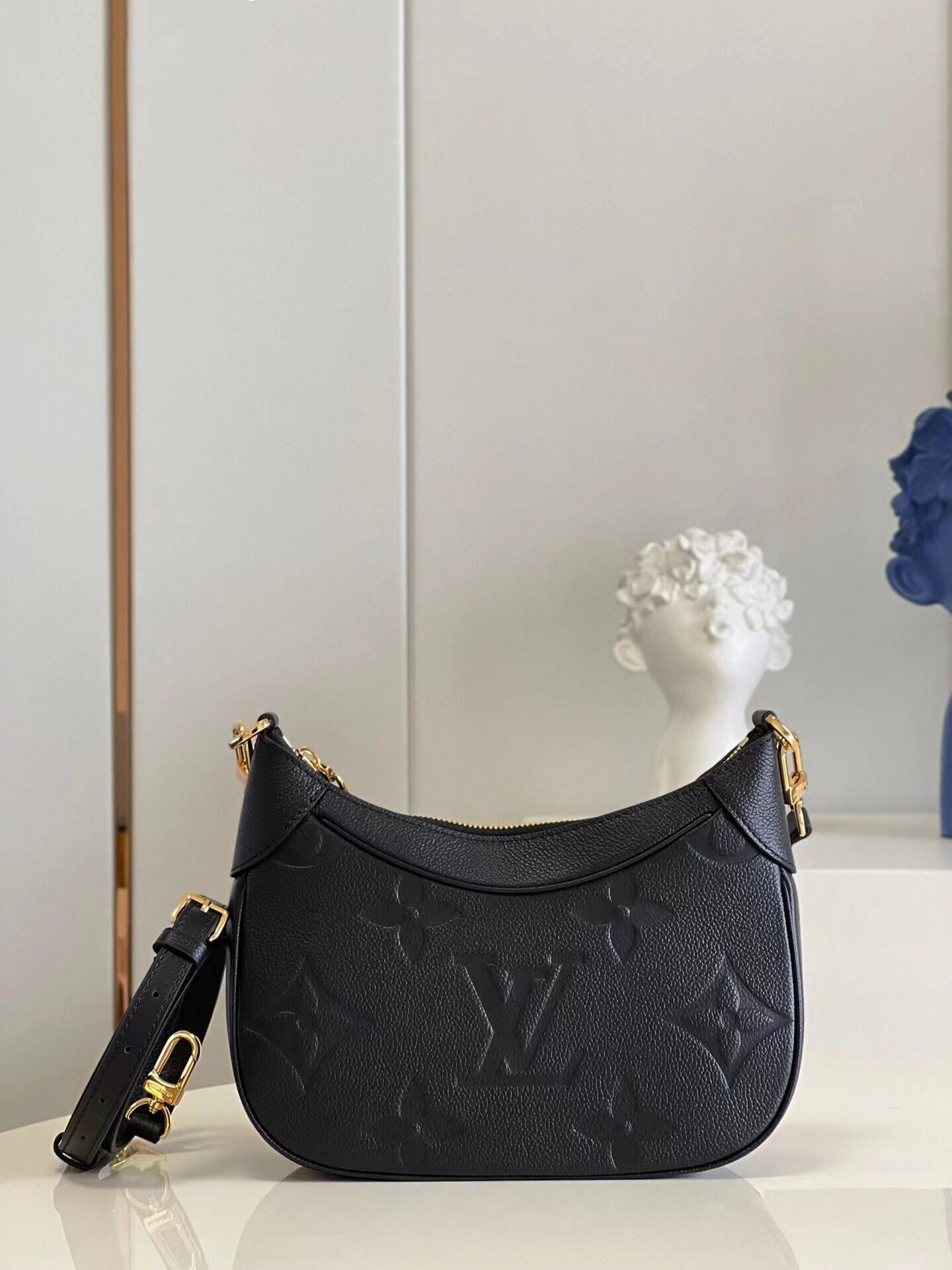 Replica Louis Vuitton Women Bagatelle BB Bag Black Cowhide Leather M46113