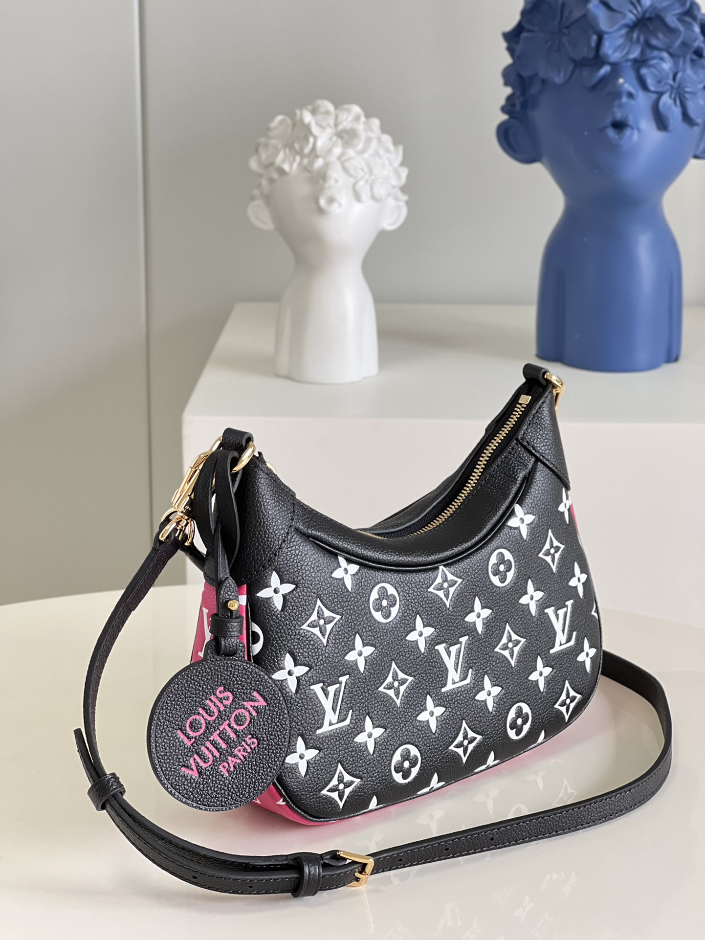 Replica Louis Vuitton Women Bagatelle BB Bag Black Pink White Cowhide