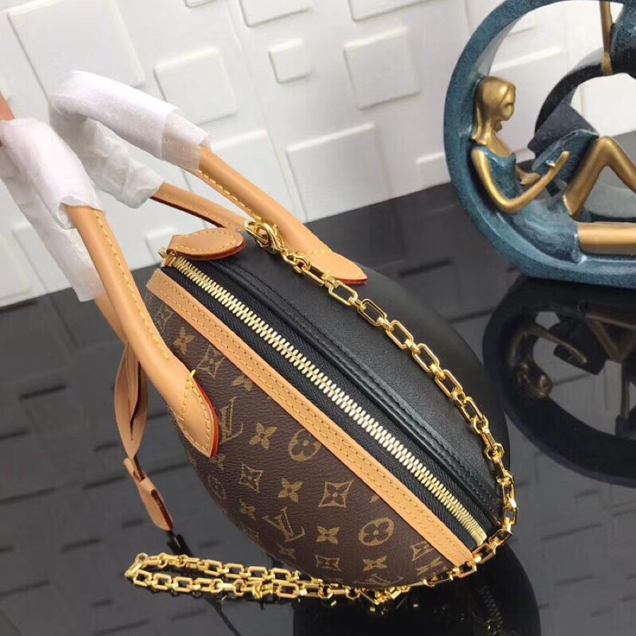 Replica Louis Vuitton Women LV Egg Bag Nicolas Ghesquiere Monogram Canvas and Black Calf M44587