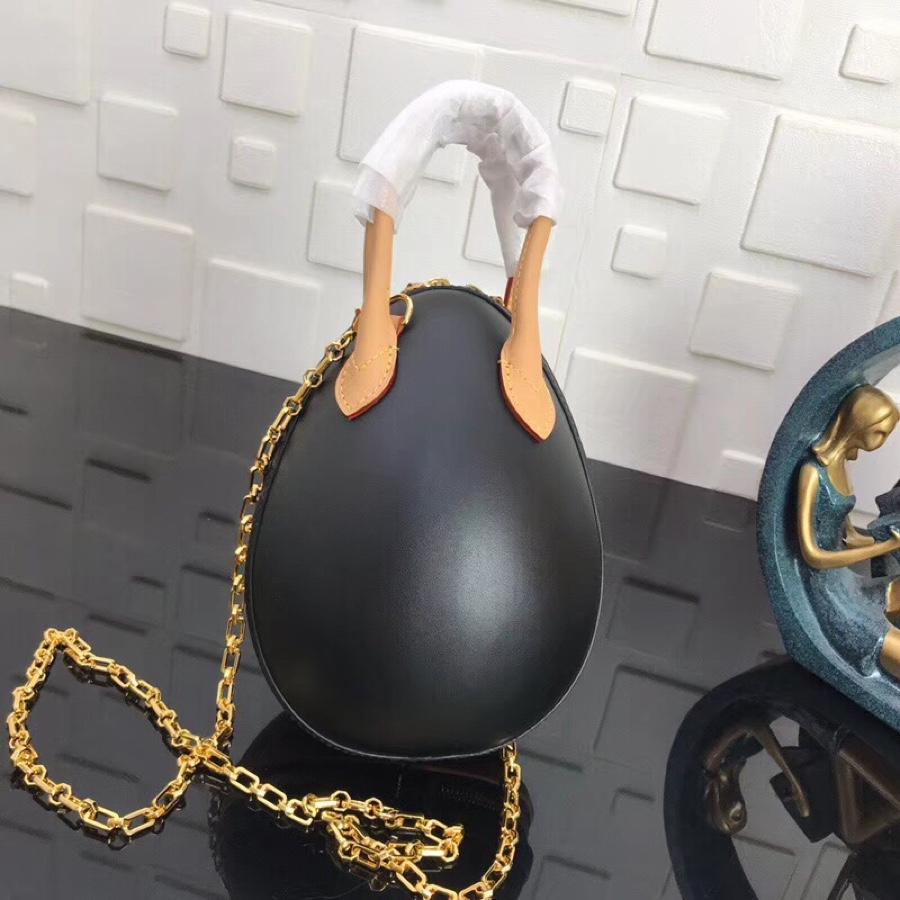 Replica Louis Vuitton Women LV Egg Bag Nicolas Ghesquiere Monogram Canvas and Black Calf M44587