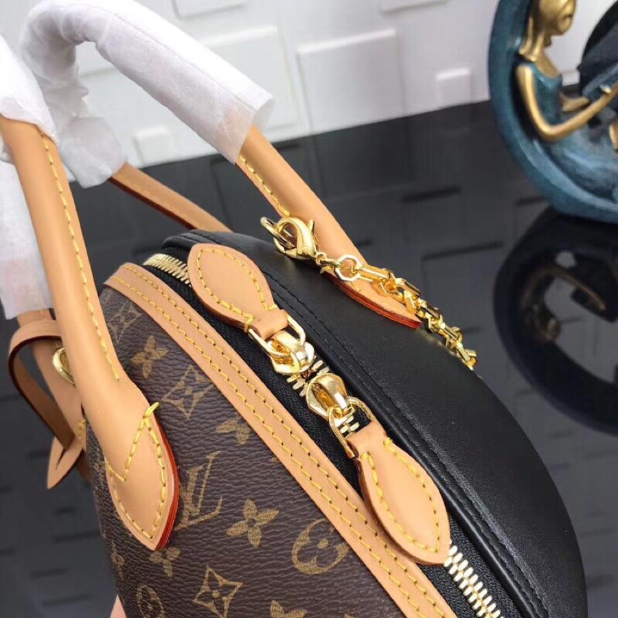 Replica Louis Vuitton Women LV Egg Bag Nicolas Ghesquiere Monogram Canvas and Black Calf M44587