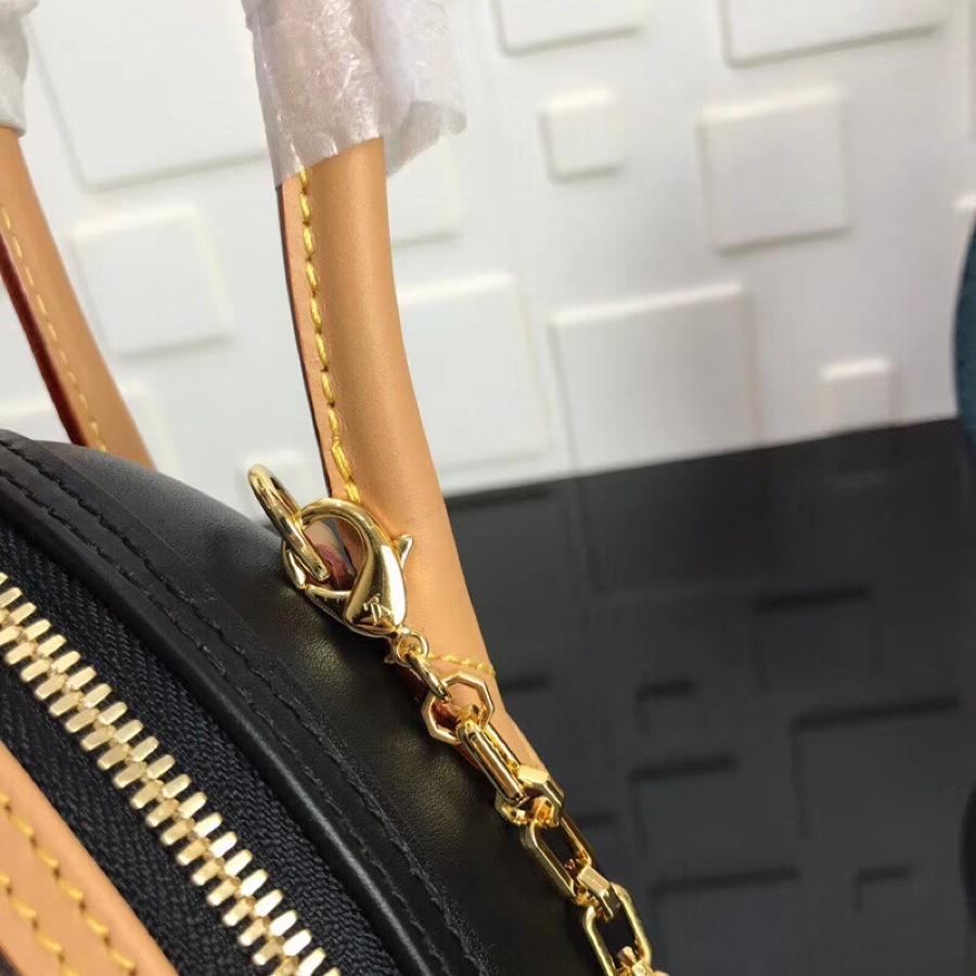 Replica Louis Vuitton Women LV Egg Bag Nicolas Ghesquiere Monogram Canvas and Black Calf M44587