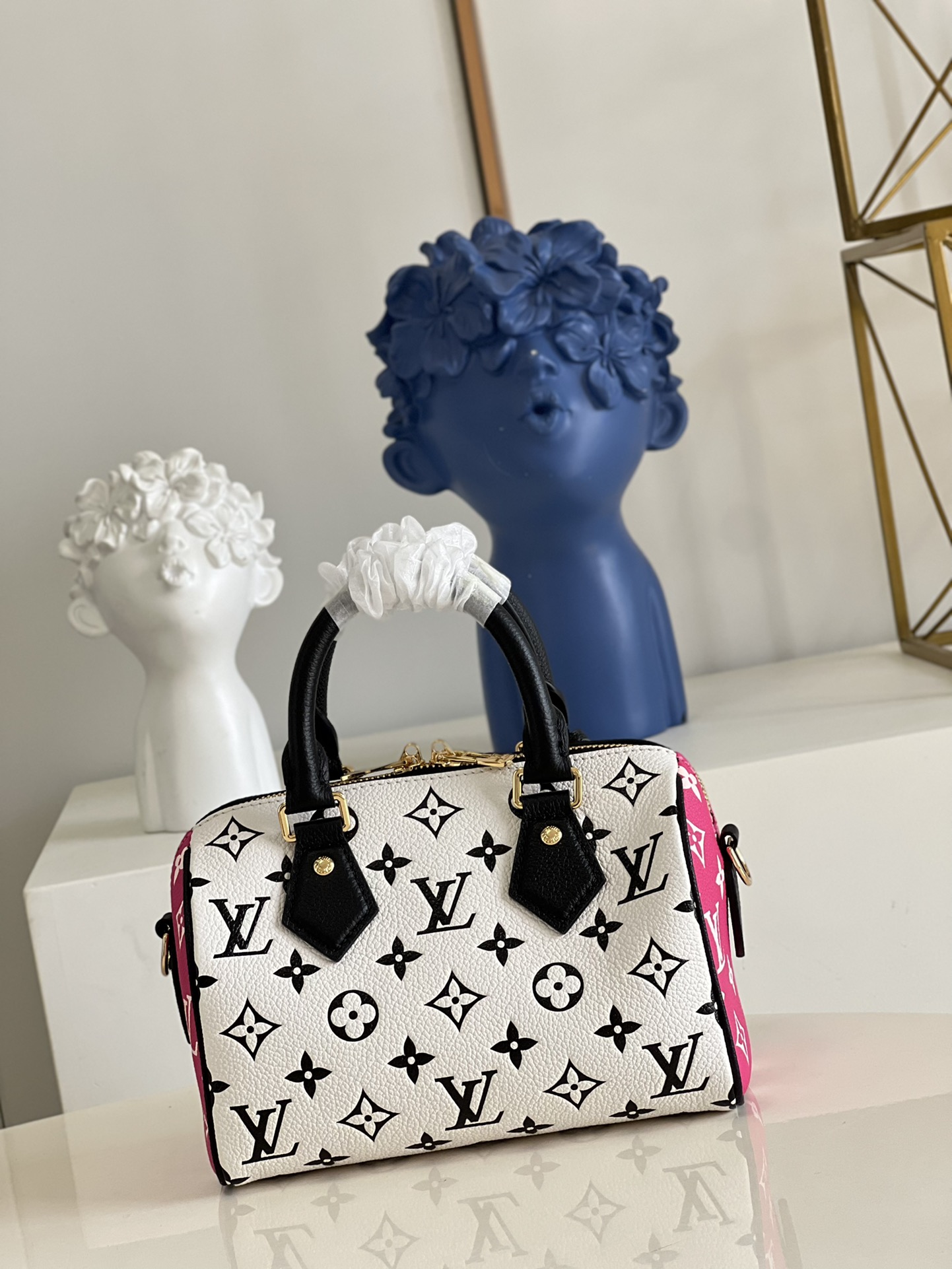 Replica Louis Vuitton Women Speedy Bandouliere 20 Handbag Printed and Embossed Grained Cowhide Leather M46118