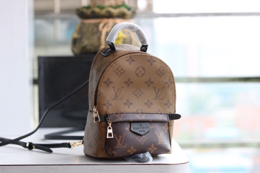 Replica Luxury Louis Vuitton M42411 Palm Springs Backpack Mini Monogram Reverse Canvas