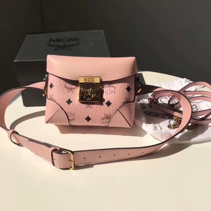 Replica MCM Soft Berlin Belt Bag in Pink