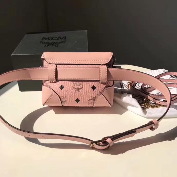 Replica MCM Soft Berlin Belt Bag in Pink