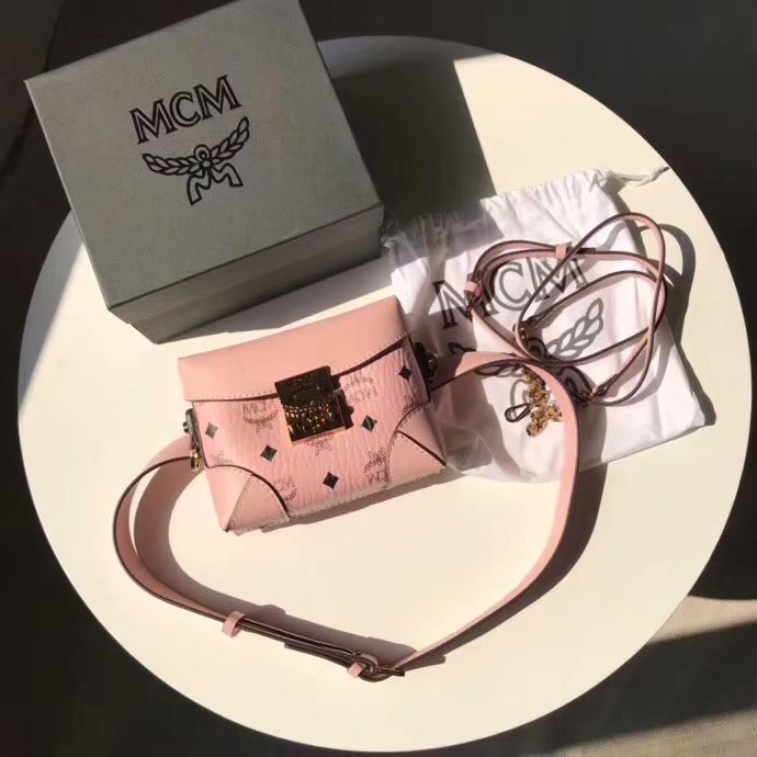 Replica MCM Soft Berlin Belt Bag in Pink