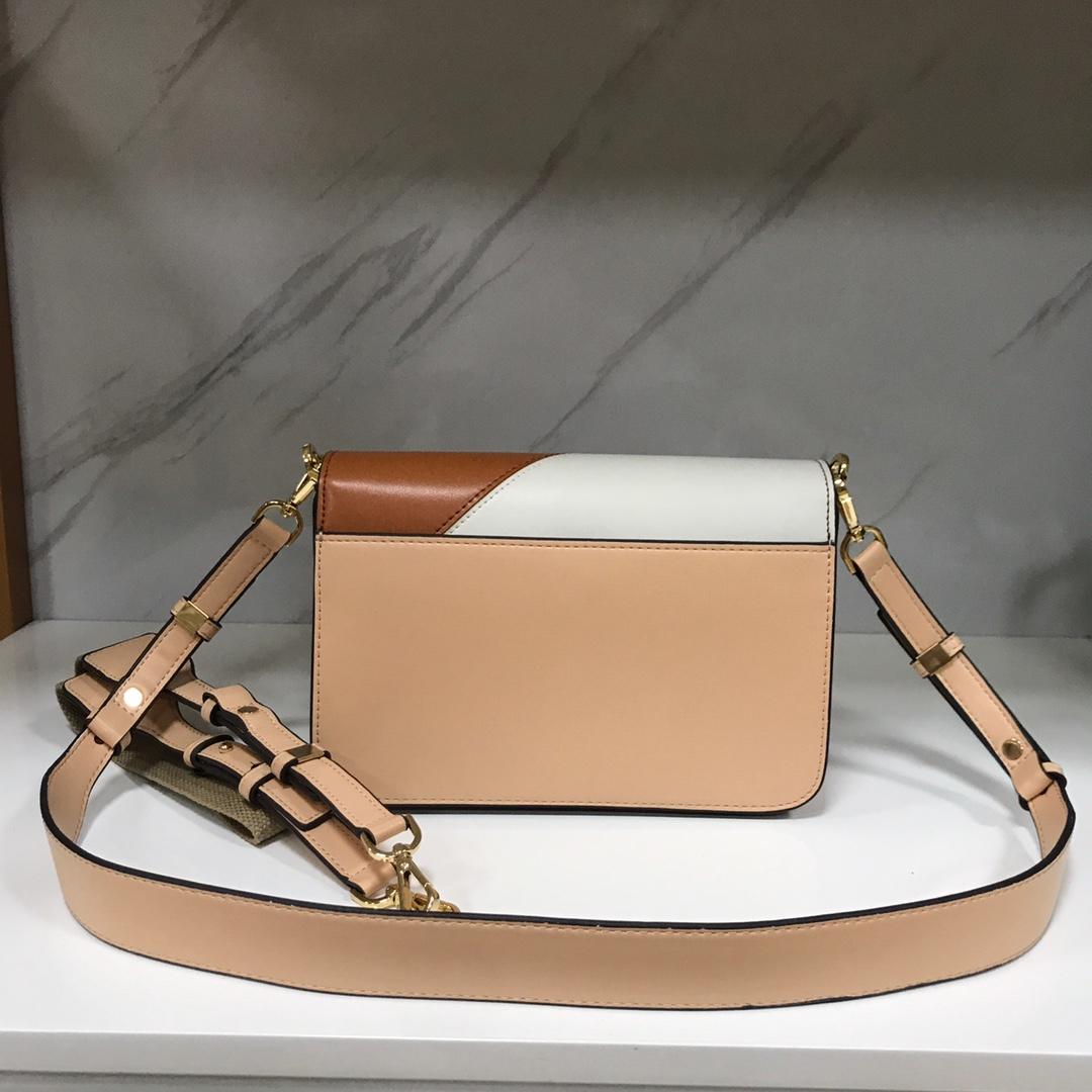 Replica Michael Kors Sloan Editor Large Leather Shoulder Bag White Brown Pink