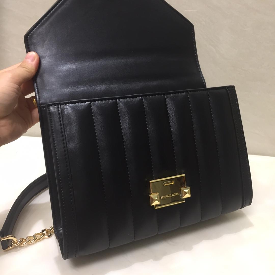 Replica Michael Kors Whitney Large Women Leather Shoulder Bag Black