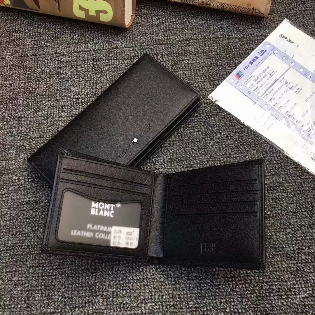 Replica Montblanc Men Leather Wallet With Box