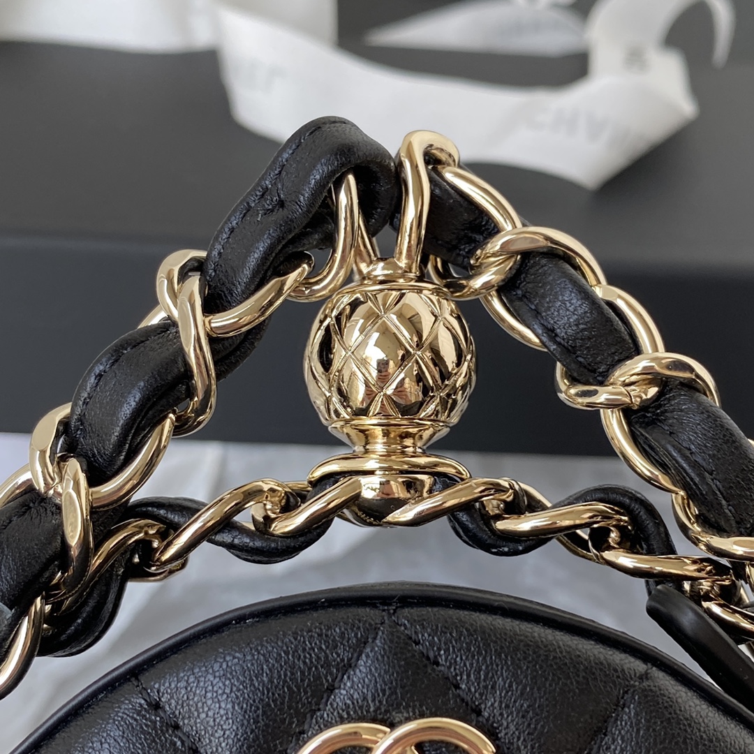 Replica Most Luxury Chanel Clutch With Chain Lambskin Gold Metal Black AP2568