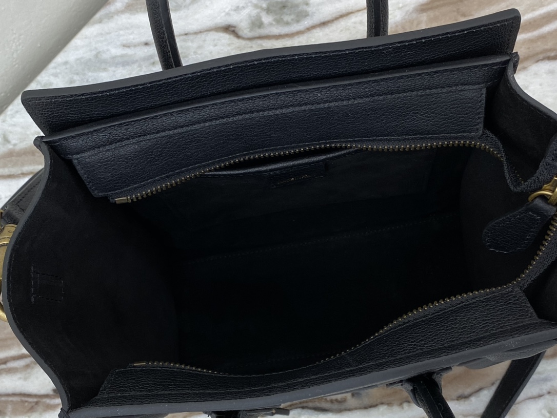 Replica Nano Luggage Bag In Drummed Calfski Black