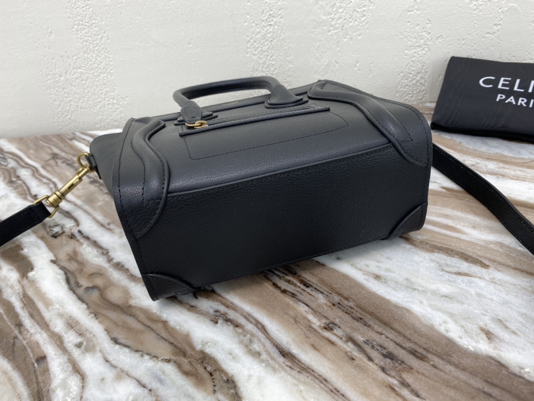 Replica Nano Luggage Bag In Drummed Calfski Black