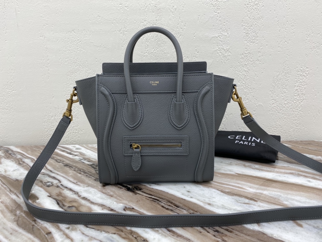 Replica Nano Luggage Bag In Drummed Calfski Gray