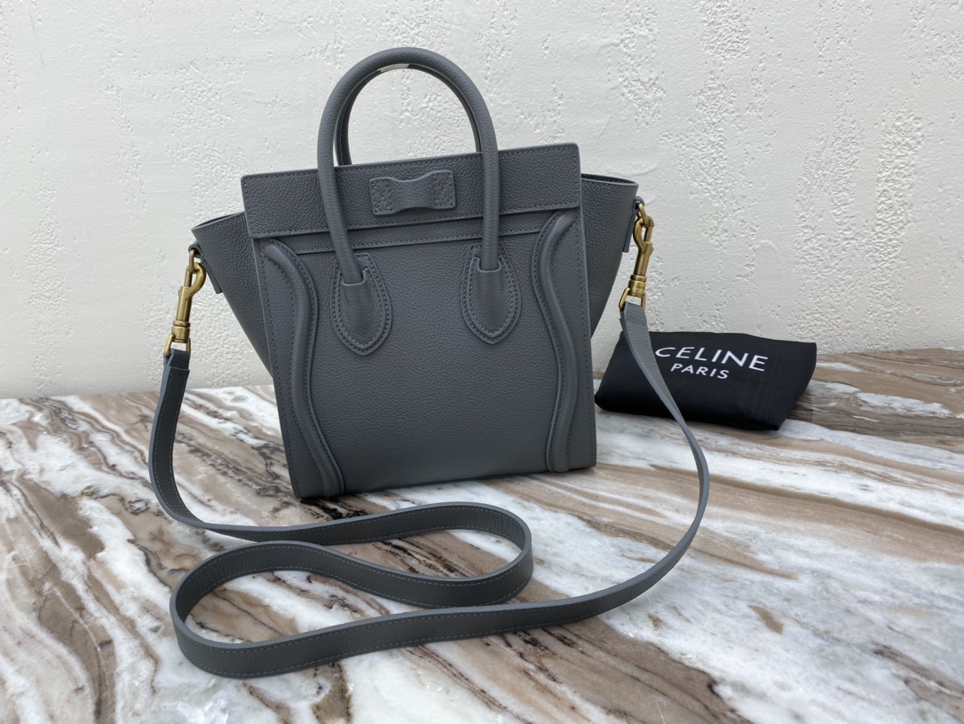 Replica Nano Luggage Bag In Drummed Calfski Gray