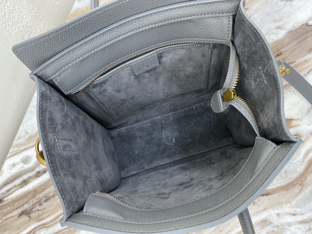 Replica Nano Luggage Bag In Drummed Calfski Gray