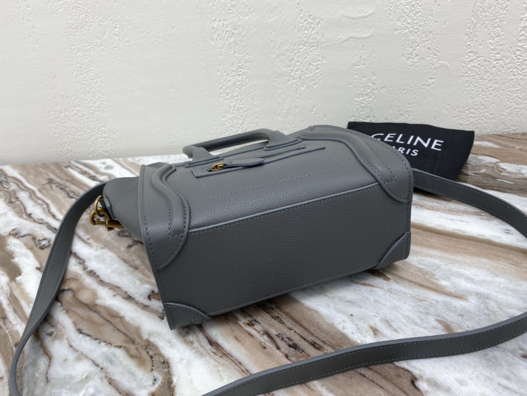 Replica Nano Luggage Bag In Drummed Calfski Gray