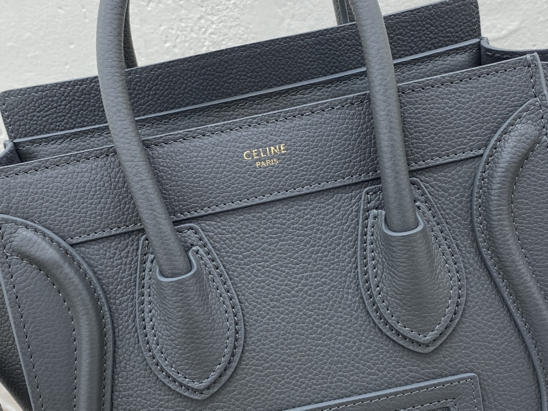 Replica Nano Luggage Bag In Drummed Calfski Gray