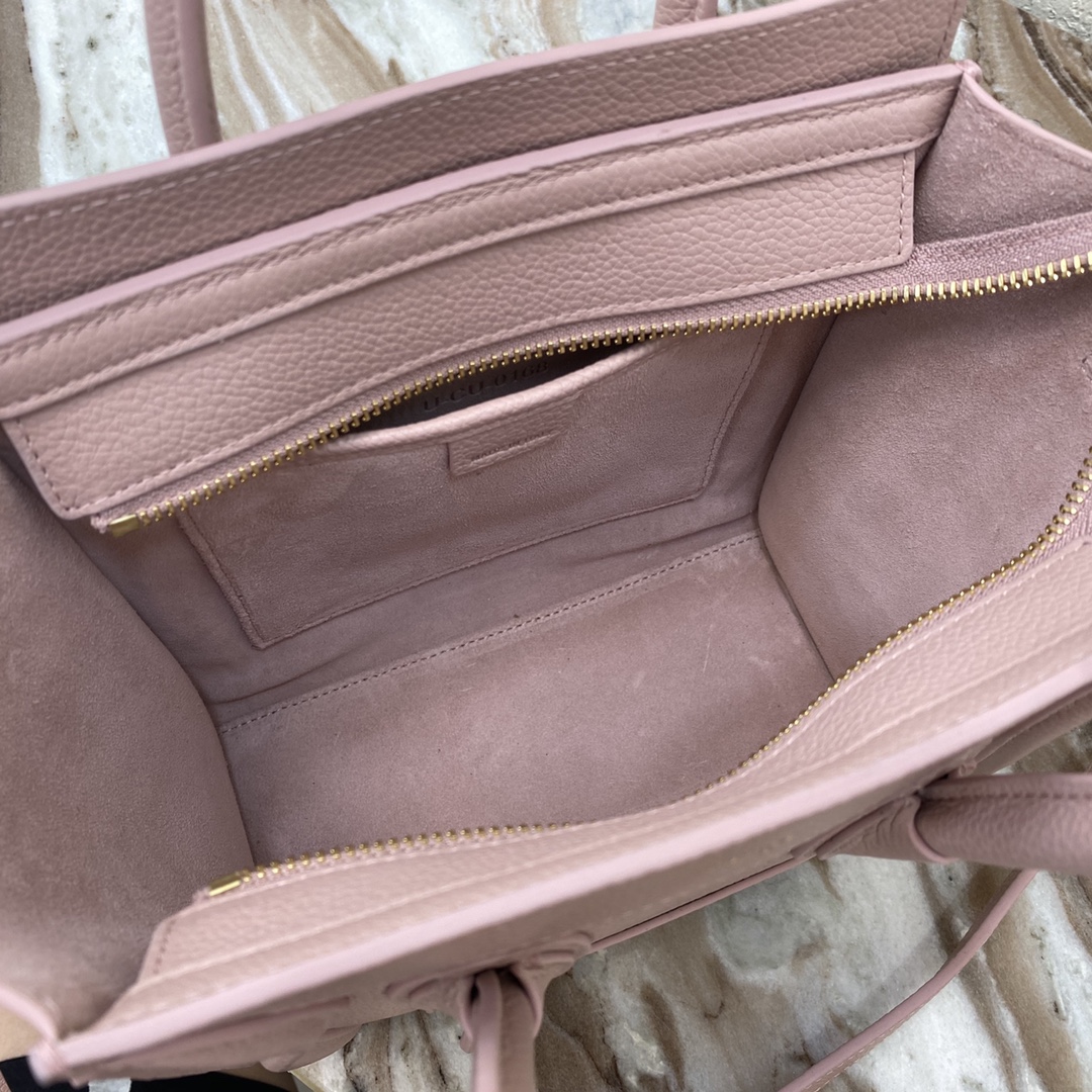 Replica Nano Luggage Bag In Drummed Calfski Pink