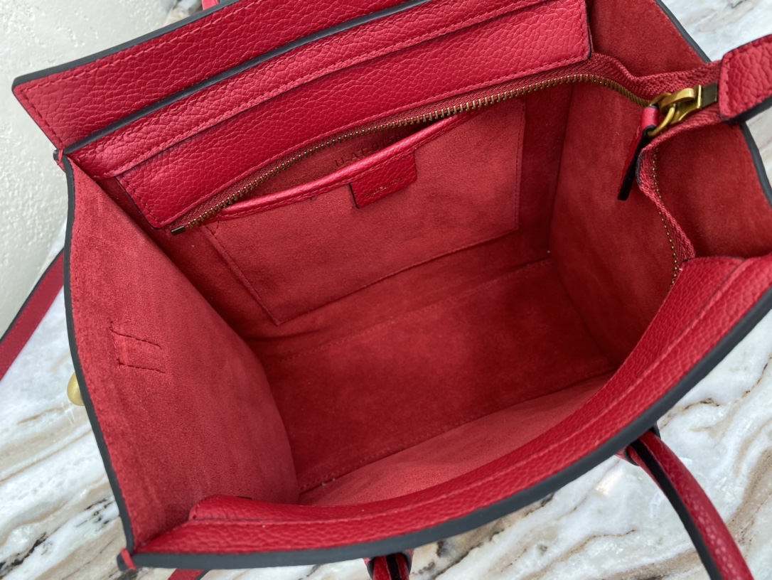 Replica Nano Luggage Bag In Drummed Calfski Red