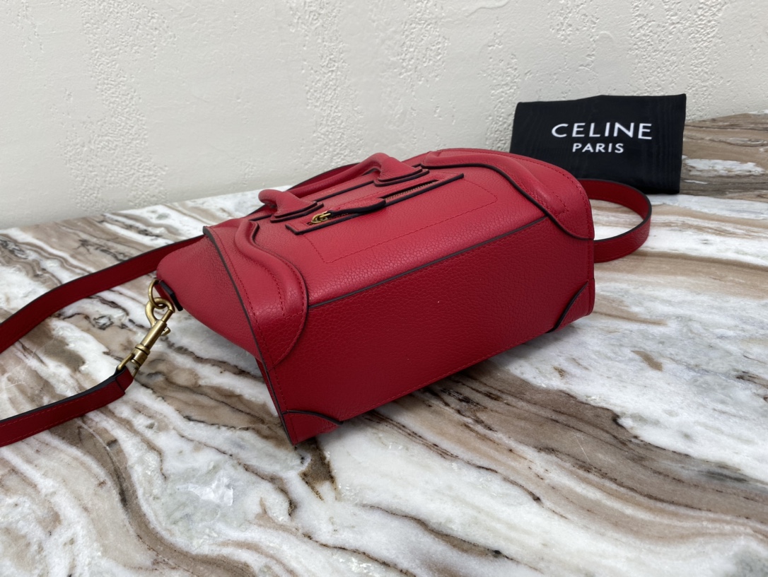 Replica Nano Luggage Bag In Drummed Calfski Red