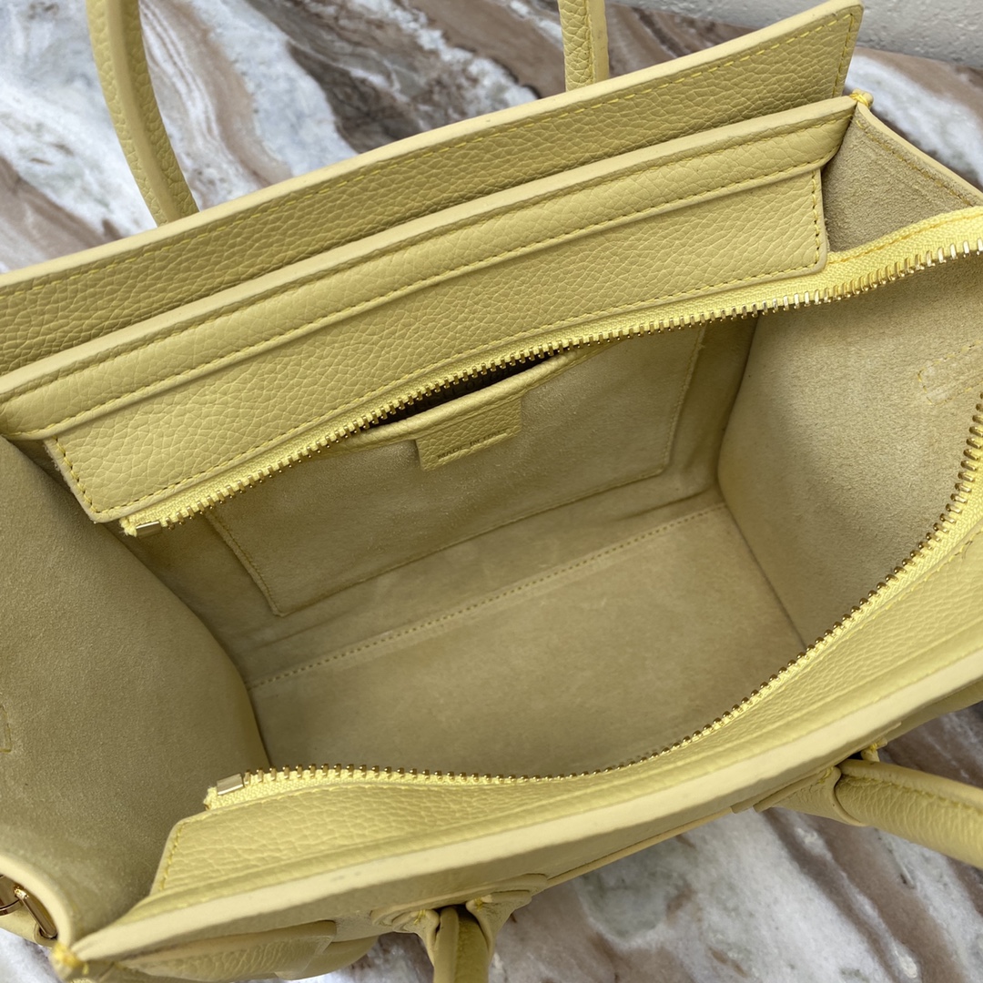 Replica Nano Luggage Bag In Drummed Calfski Yellow