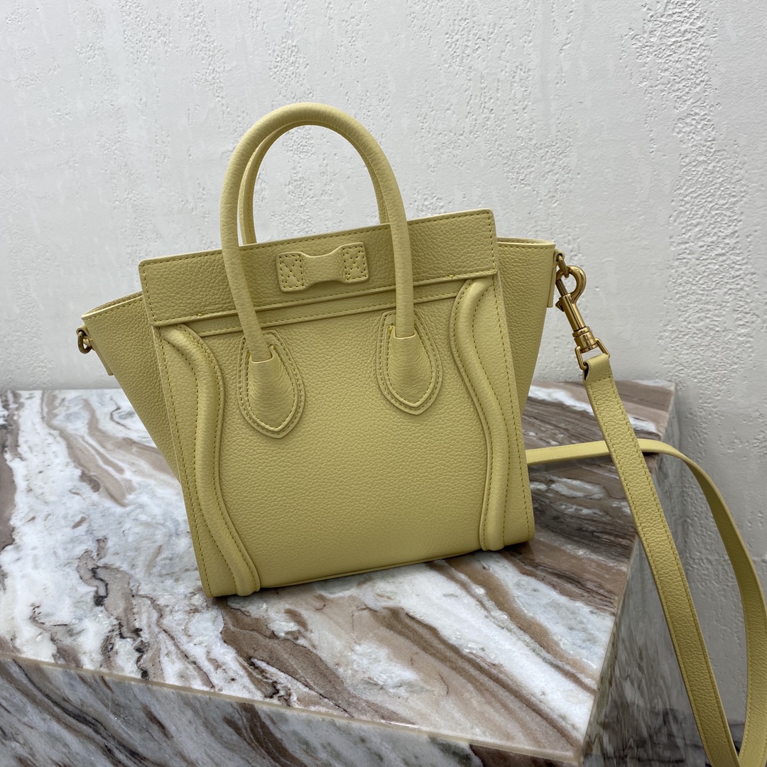 Replica Nano Luggage Bag In Drummed Calfski Yellow