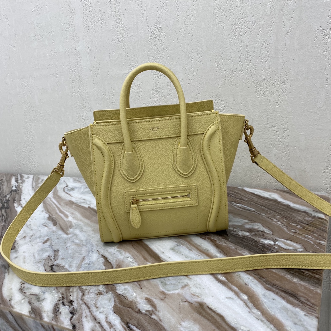 Replica Nano Luggage Bag In Drummed Calfski Yellow