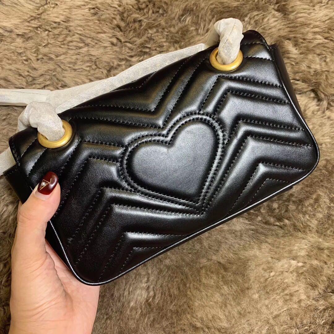 Replica New Gucci 446744 GG Marmont Matelasse Mini Bag Black