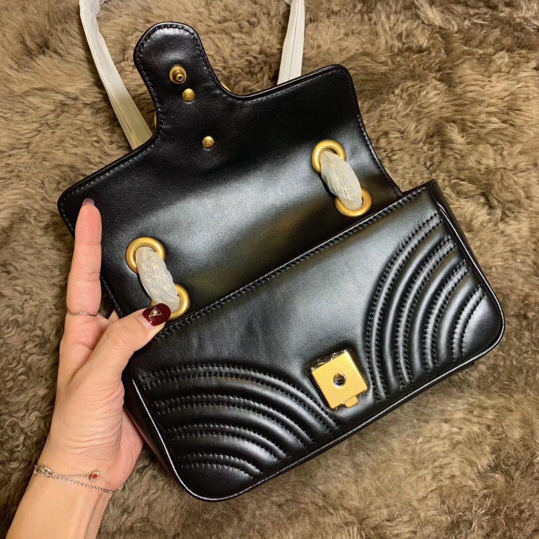 Replica New Gucci 446744 GG Marmont Matelasse Mini Bag Black