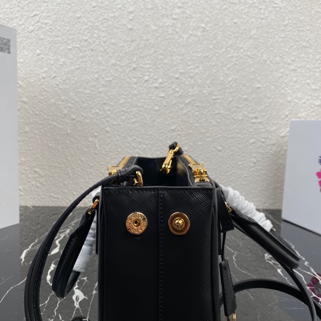 Replica Prada 1BA906 Galleria Saffiano Leather Micro-Bag Dark Black