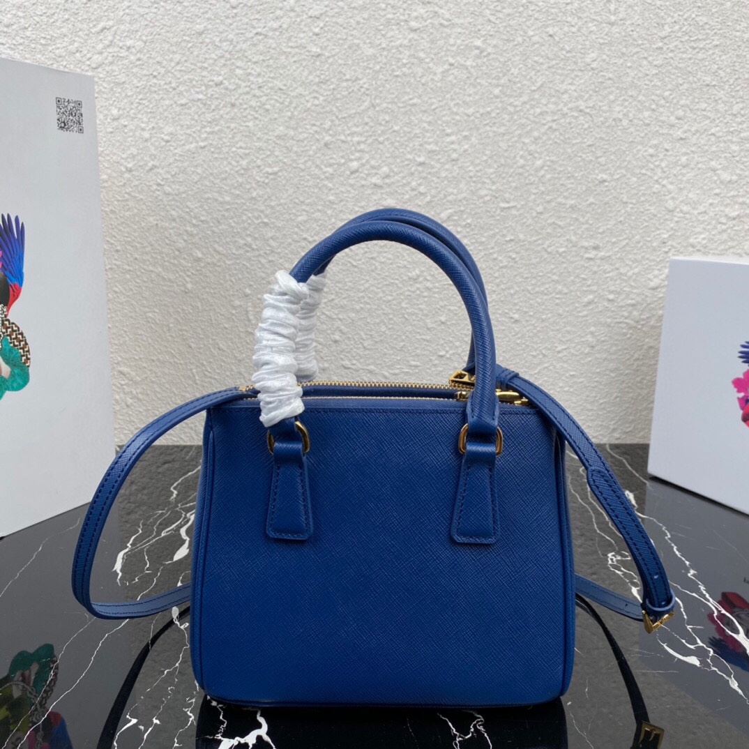 Replica Prada 1BA906 Galleria Saffiano Leather Micro-Bag Dark Blue