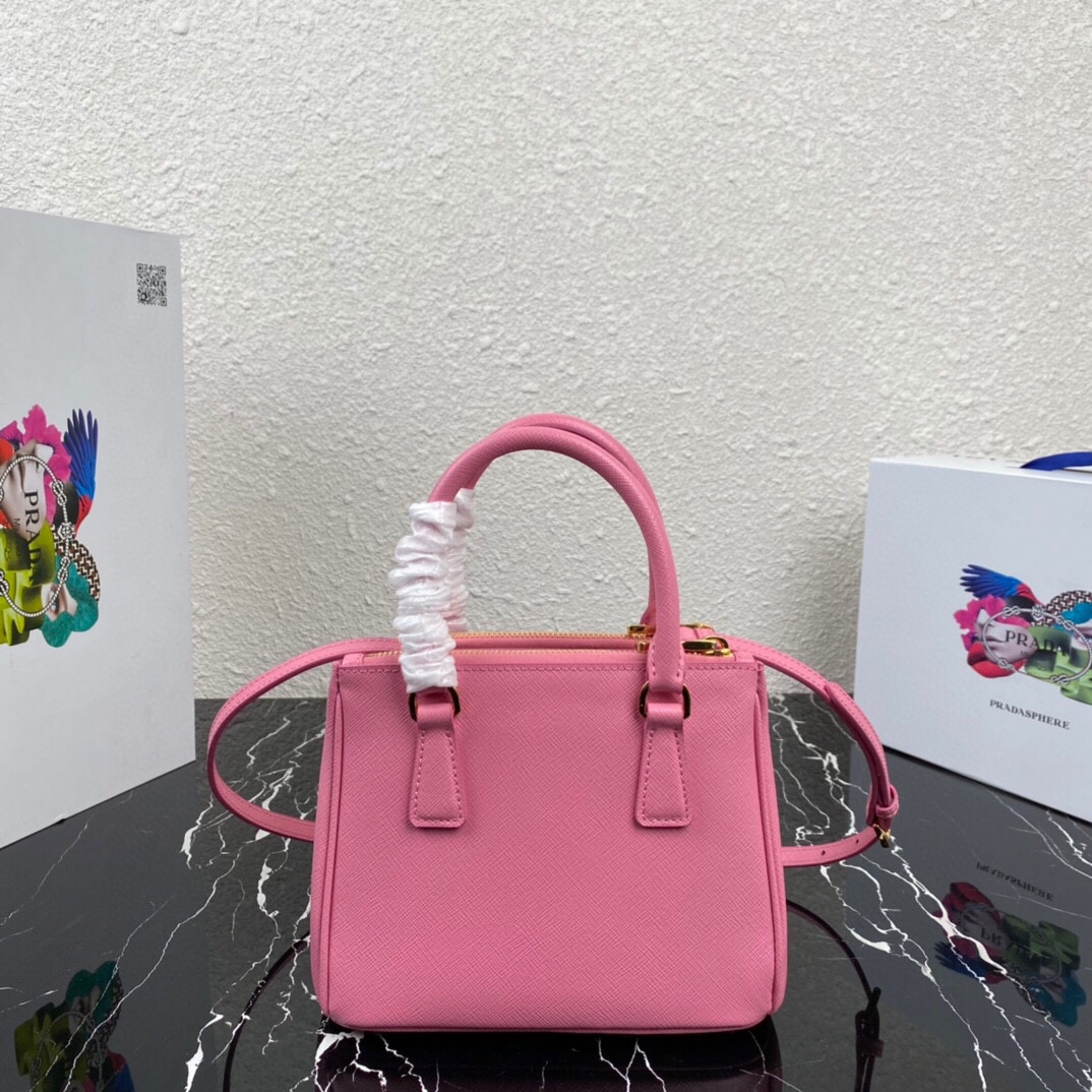 Replica Prada 1BA906 Galleria Saffiano Leather Micro-Bag Dark Pink