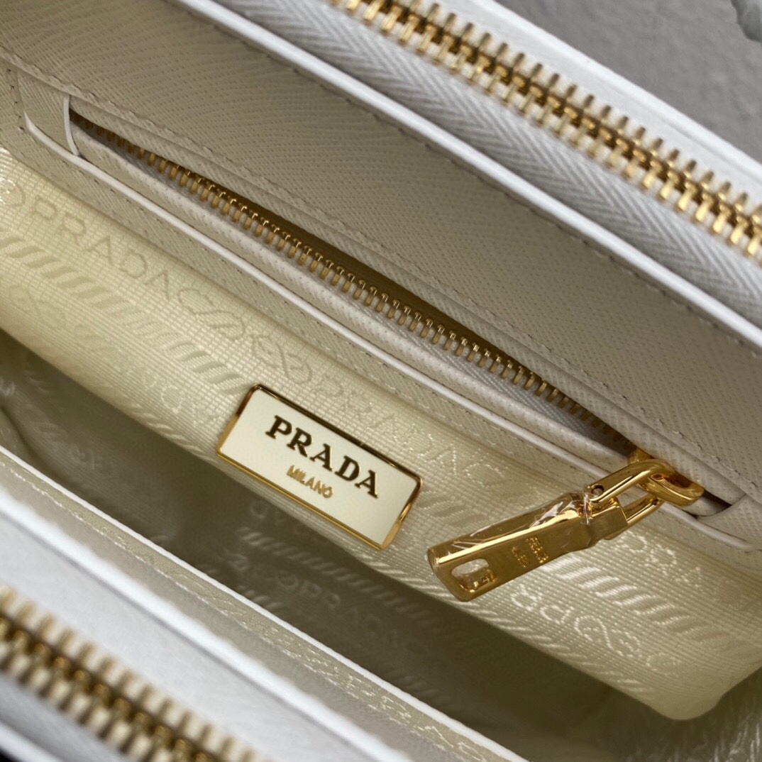 Replica Prada 1BA906 Galleria Saffiano Leather Micro-Bag White