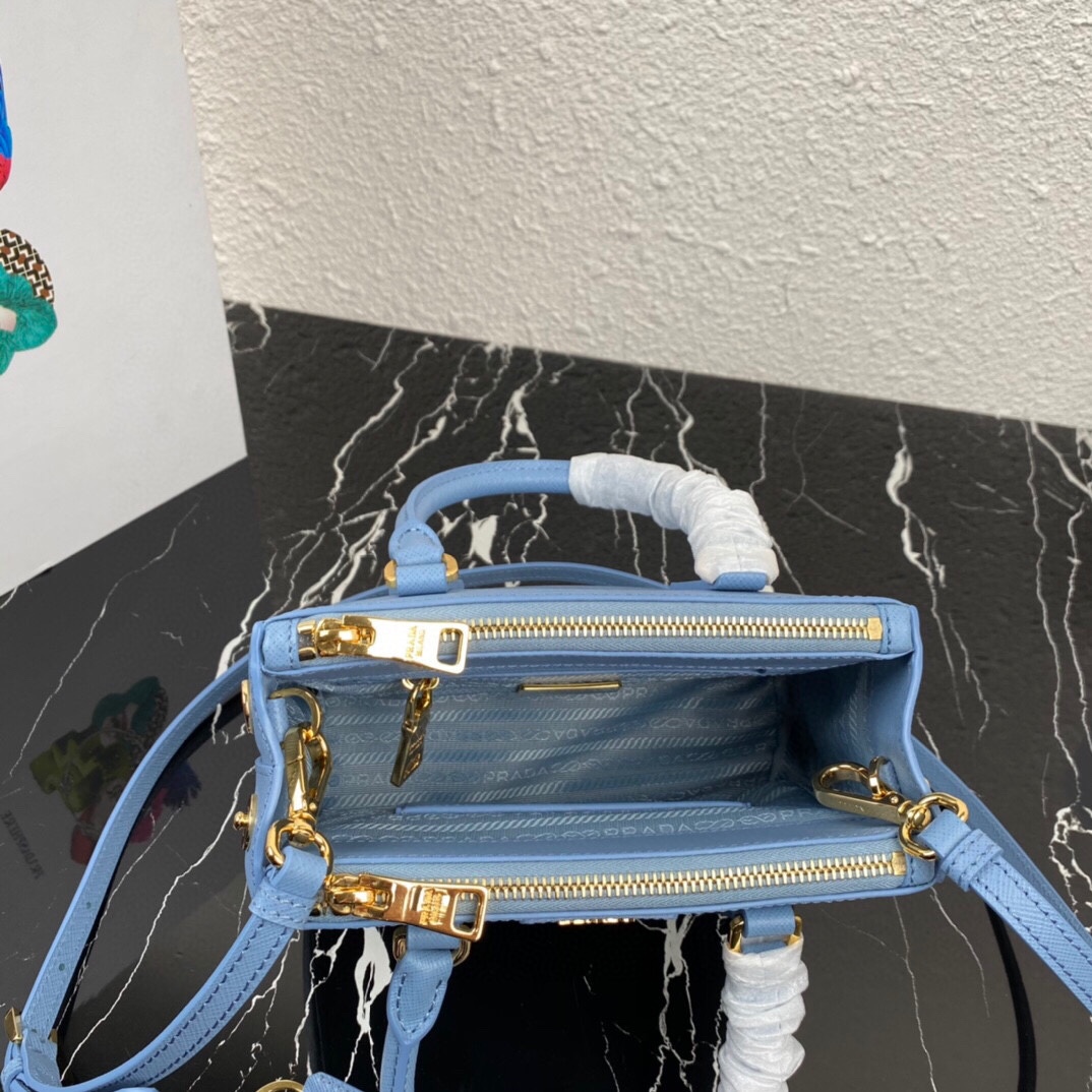 Replica Prada 1BA906 Galleria Saffiano Leather Micro-bag Astral Blue