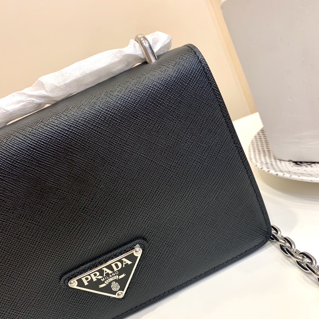 Replica Prada 1BD032 Women Nylon and Saffiano Leather Shoulder Bag Black